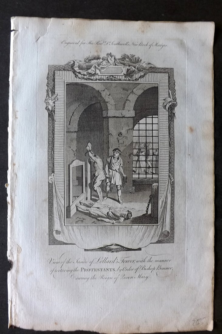 Southwell Book of Martyrs 1795 Folio Print. Cypriania Bustia a Piedmontese thrown to Dogs: Folio Copper Plate Published 1785, London for "The New Book of Martyrs" by Henry Southwell. Paper Size: 14.5 x 9 inch (37 x 23cm) Good Condition