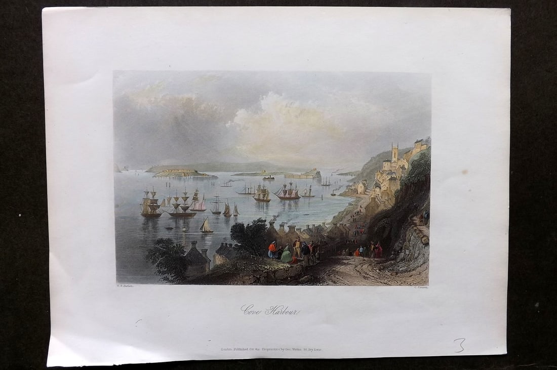 Bartlett Ireland 1842 Hand Col Print. Cove Harbour (1 of 1)