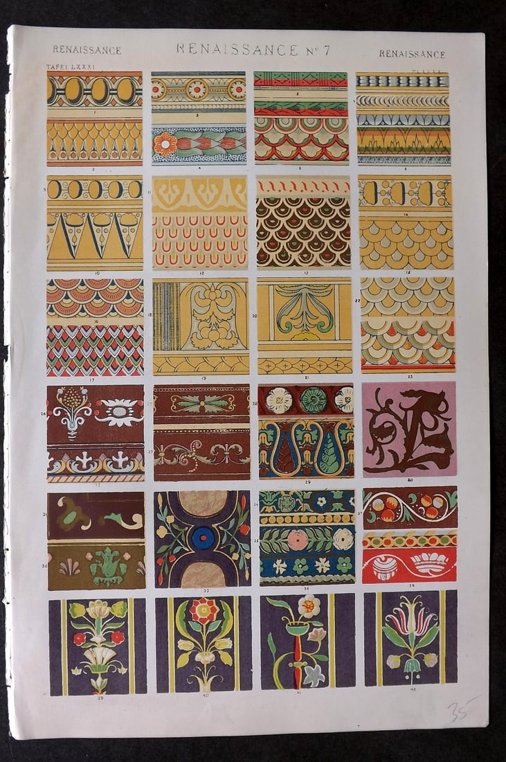 Jones, Owen 1868 Design Print. Renaissance No. 7 (1 of 1)