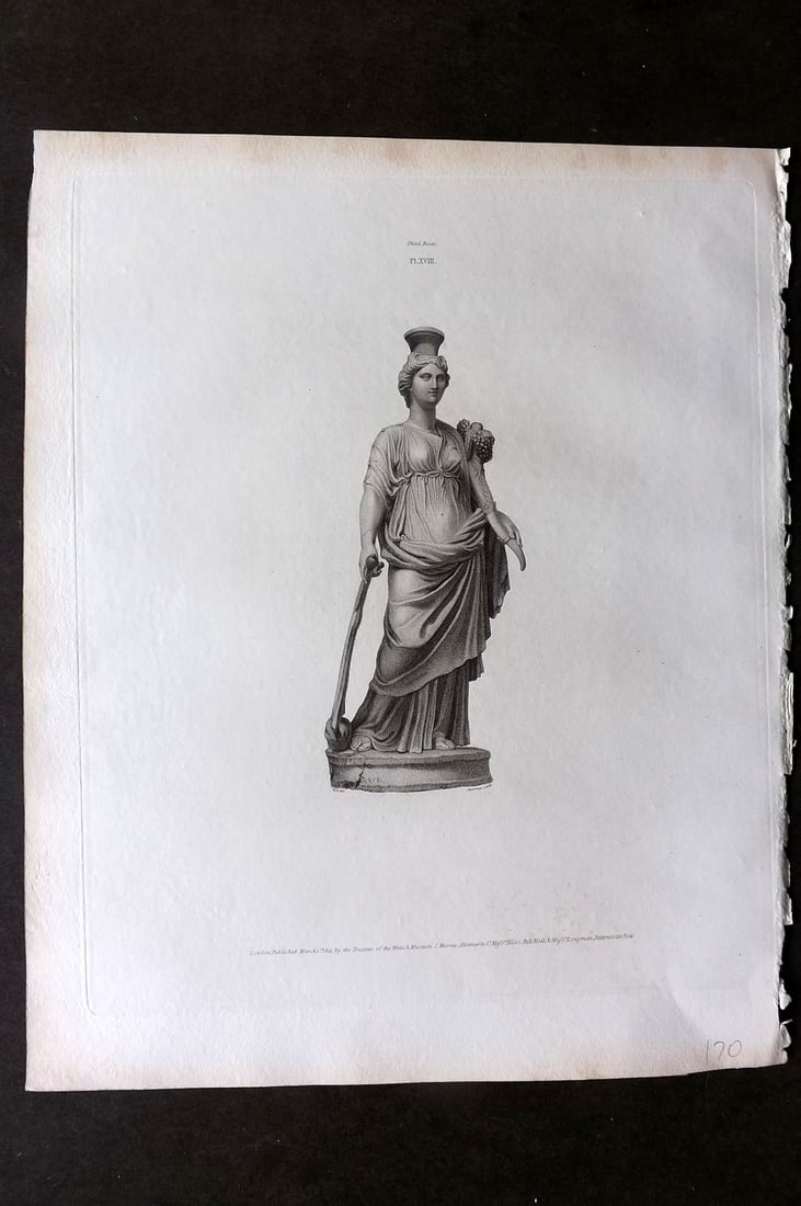 BM Marbles 1815 Folio Statue Sculpture Print. Statue of the Goddess Fortune 18 (1 of 1)