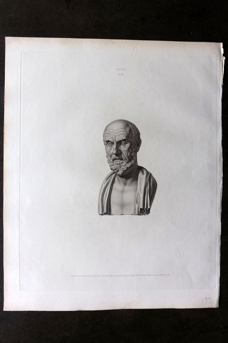 BM Marbles 1815 Folio Statue Sculpture Print. Head of Hippocrates 20 (1 of 1)