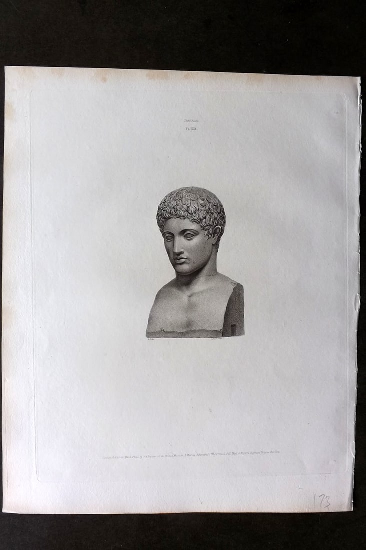 BM Marbles 1815 Folio Statue Sculpture Print. Terminal head of Mercury 21 (1 of 1)