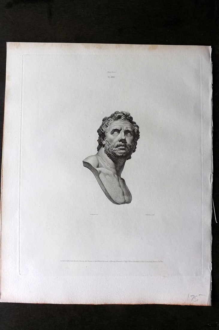 BM Marbles 1815 Folio Statue Sculpture Print. Head of one of the Homeric Heroes 23 (1 of 1)