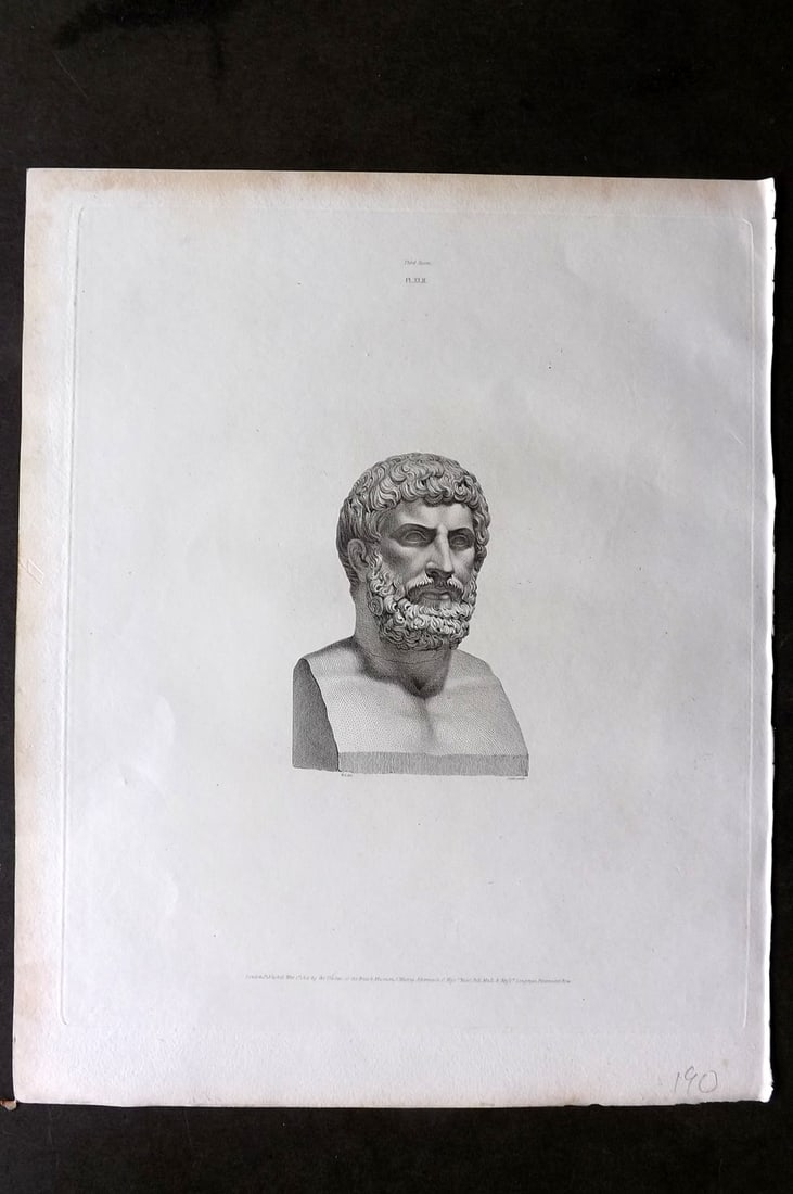 BM Marbles 1815 Folio Statue Sculpture Print. Terminal head of Periander 42 (1 of 1)