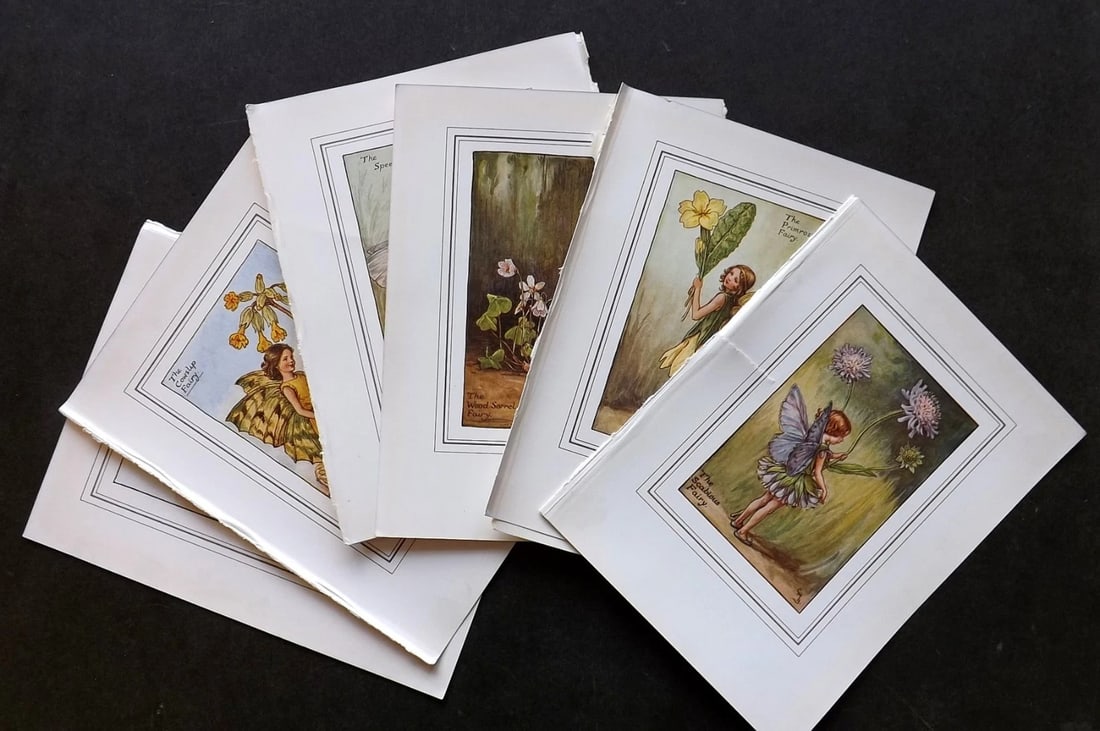 Barker, Cicely Mary C1940 Lot of 8 Flower-Fairy Prints.: Lithographs Published C1935-45 by Blackie & Son, London & Glasgow for the "Flower-Fairies" Series by Cicely Mary Barker. Slightly Larger images/paper than usual from "The Book of the Flower Fairies" R
