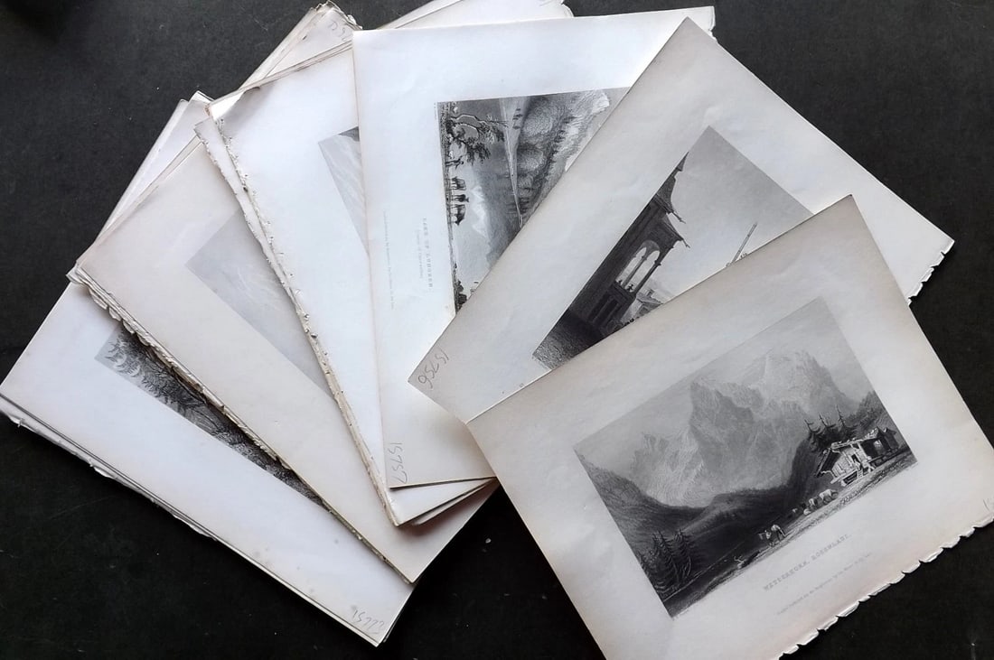 Bartlett, William C1840 Lot of 18 Swiss Views. Steel Engravings Switzerland (1 of 6)