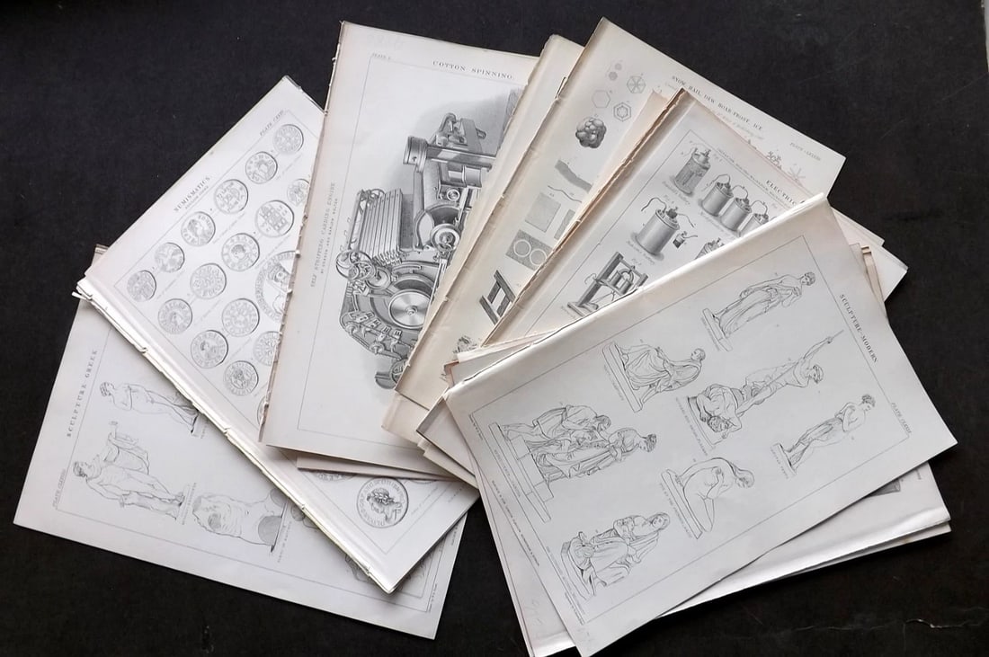 Blackie (Pub) C1880 Lot of 24 Science, Tech, Sculpture, Agriculture Prints (1 of 5)