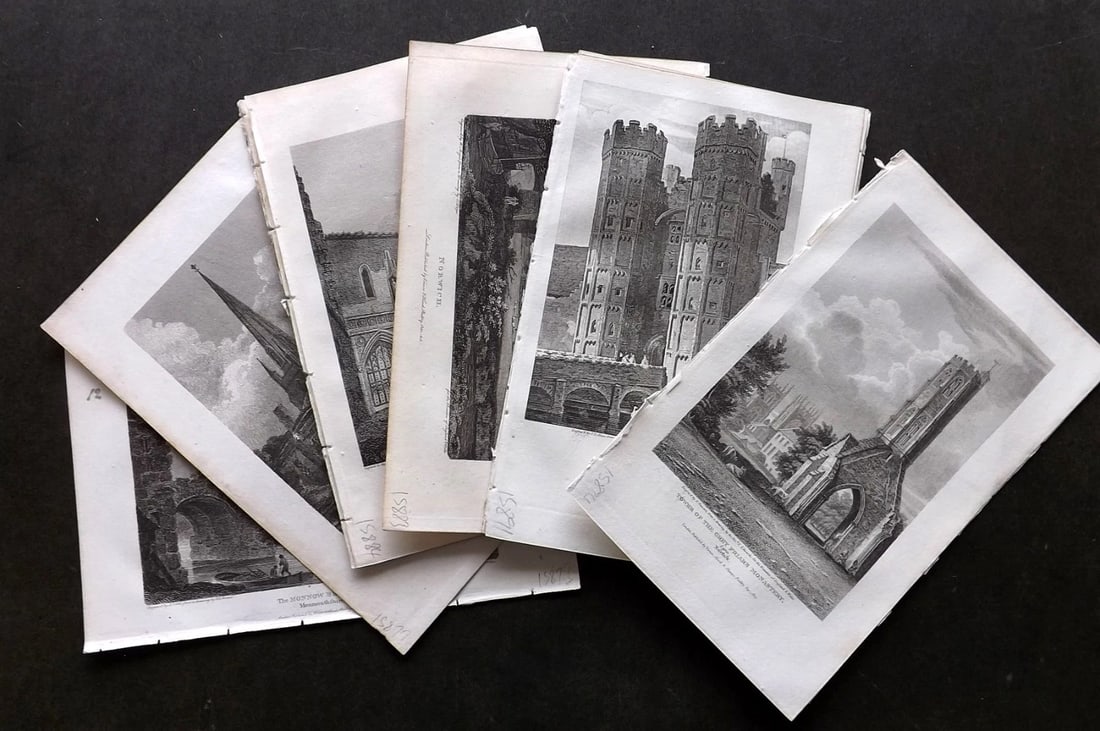 Britton, John C1810 Lot of 15 Copper Plates. British Views Engravings: Copper Plate Published 1801-18, London for "The Beauties of England and Wales" by John Britton et al. Paper Size: 8 x 5 inch (21 x 13cm) Good Condition