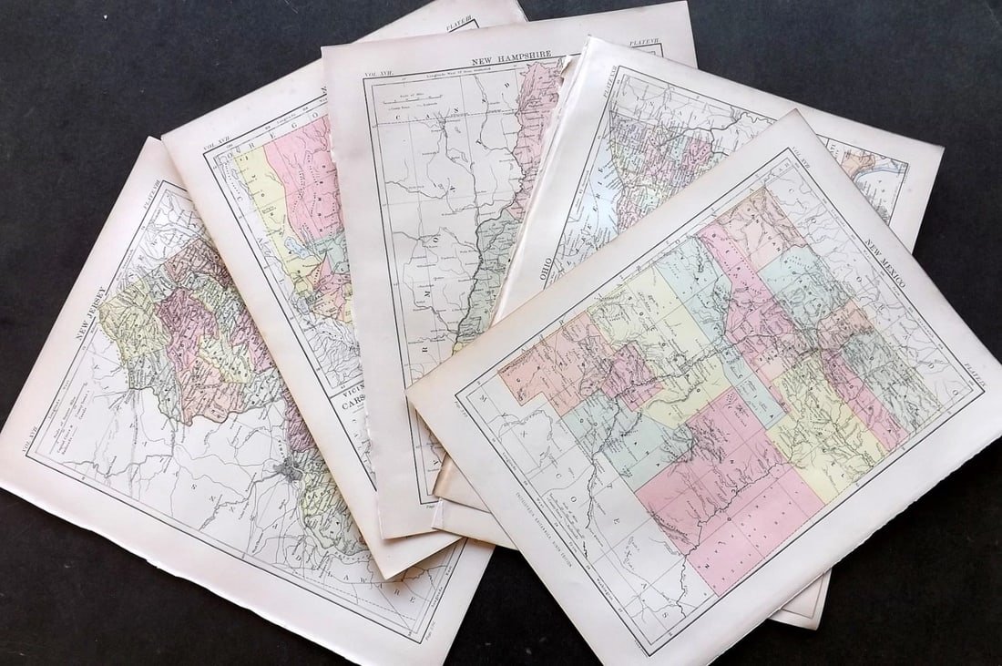 Encyclopaedia Britannica C1880 Lot of 7 US State Maps (1 of 3)