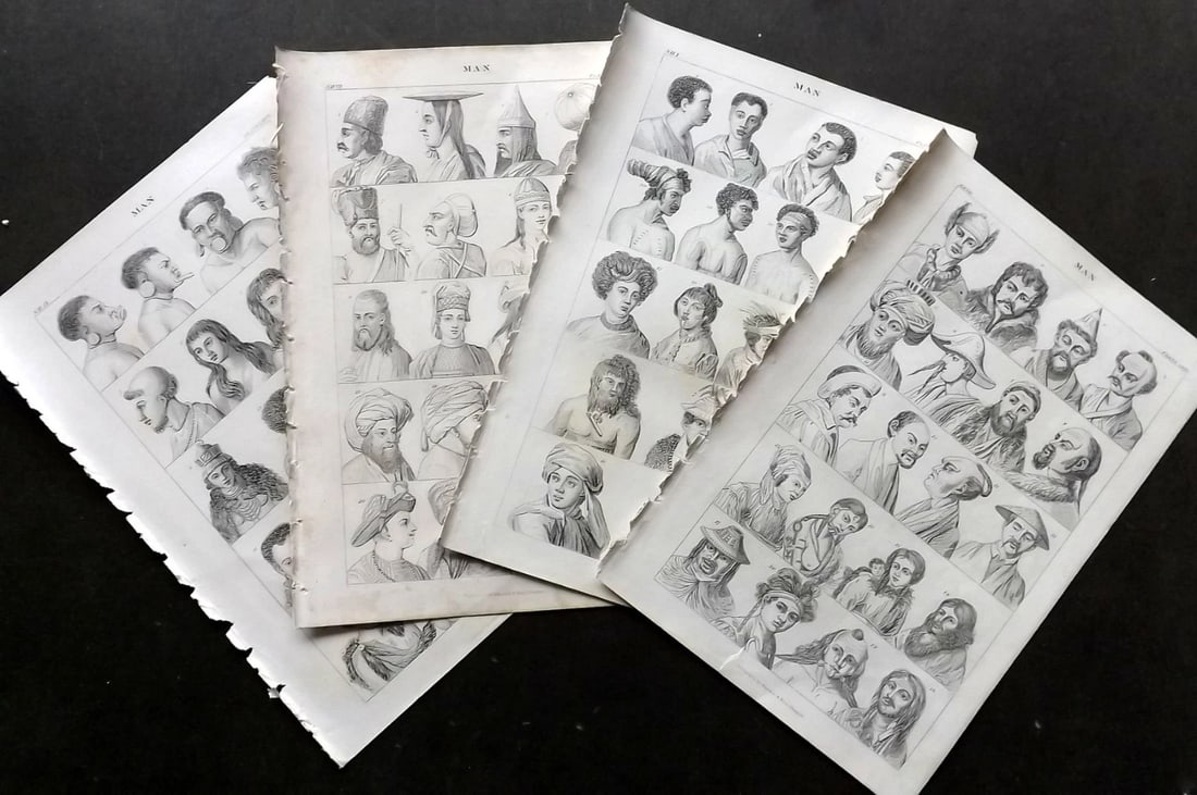 Goldsmith, Oliver 1864 Lot of 4 Ethnic Figure Study Prints. (1 of 3)