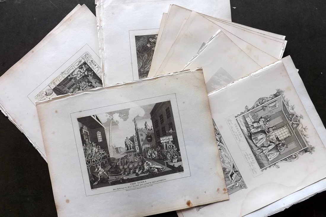 Hogarth, William 1813-C1870 Lot of 17 Antique Satire Prints Engravings (1 of 5)