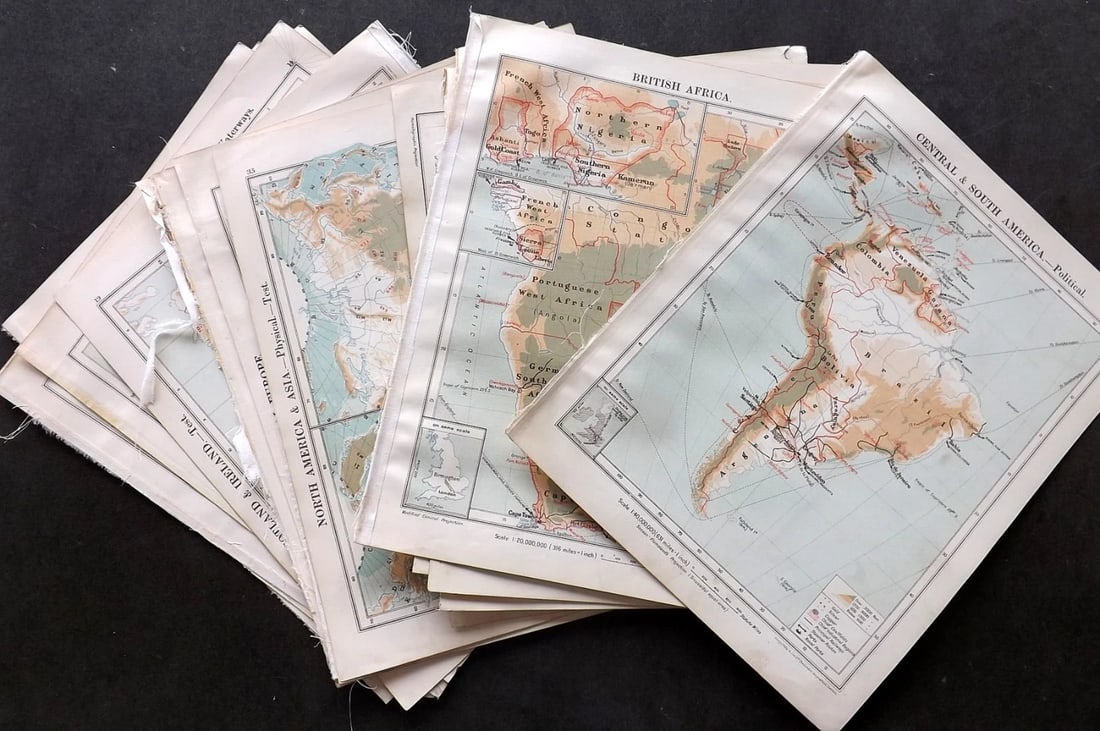 Philip (Pub) 1908 Lot of 20+ Antique Climate Maps. Europe World America etc (1 of 10)