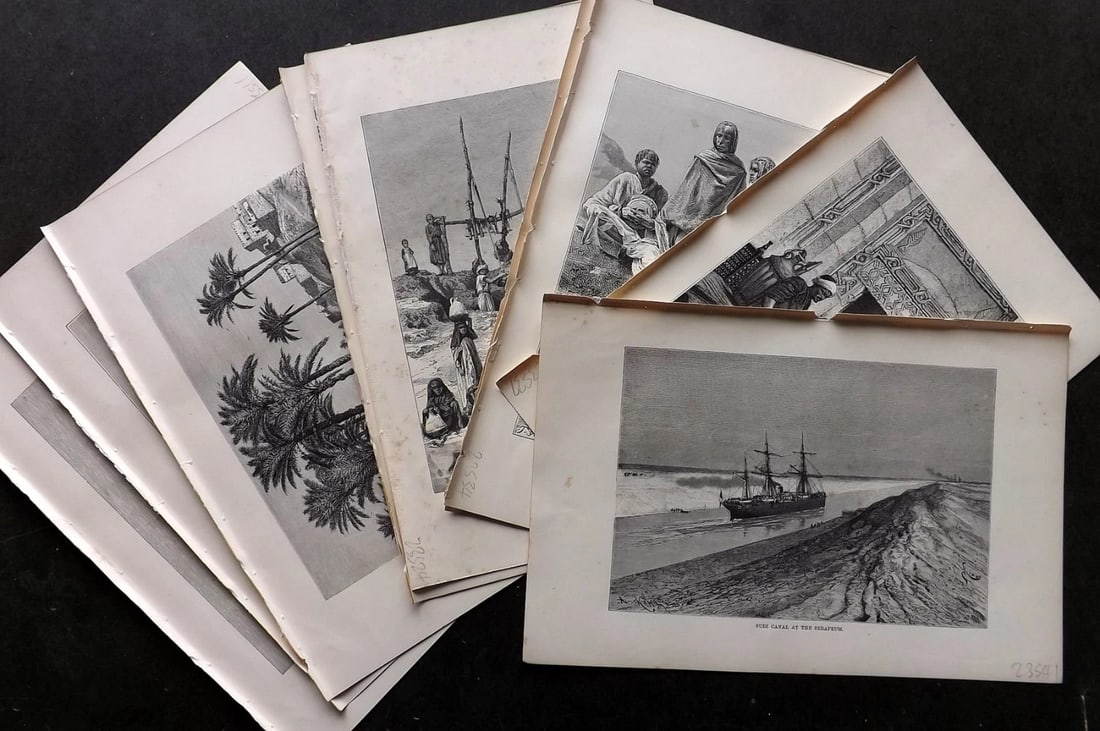 Reclus, Elisee C1880 Lot of 10 Antique Prints. Egypt.: Antique Wood Engraving Published 1876-94, London for "The Universal Geography" by Elisee Reclus. Edited by A. H. Keane. Reverse side blank. Paper Size: 10.5 x 7 inch (27 x 18cm) Good Condition