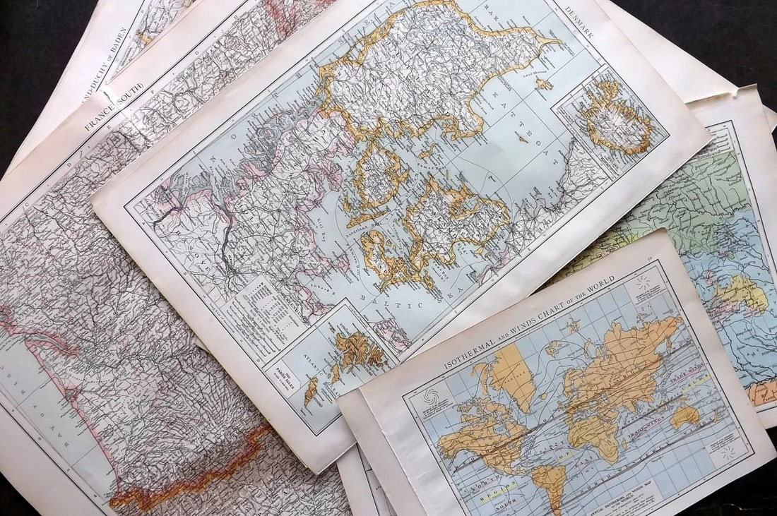 Times Atlas 1895 Lot of 16 Mixed Lot of Antique Maps. Europe (1 of 13)