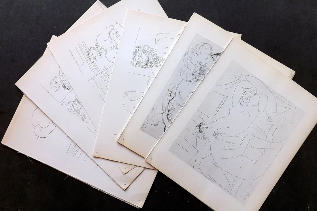 Picasso & Vollard 1956 Lot of 20 Vintage Prints.: Photogravures Published 1956, London for "Picasso's Vollard Suite" First English Edition of 100 Etchings created by Picasso between 1930-37. Printed on Good Quality Paper in Germany. Paper Size: 11 x 