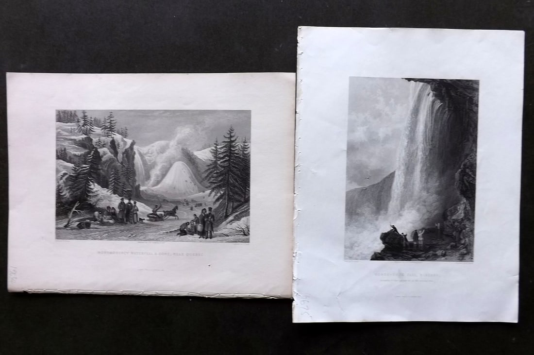 Fisher (Pub) 1844 Pair of Prints. Canada - Niagara & Monmorency Waterfall, Quebec: Steel Engraving Published 1844-47 by Fisher & Son, London for "The Peoples Gallery of Engravings" by the Rev. George Wright. Paper Size: 10.5 x 8.5 inch (27 x 22cm) Very minor margin toning. Good Cond