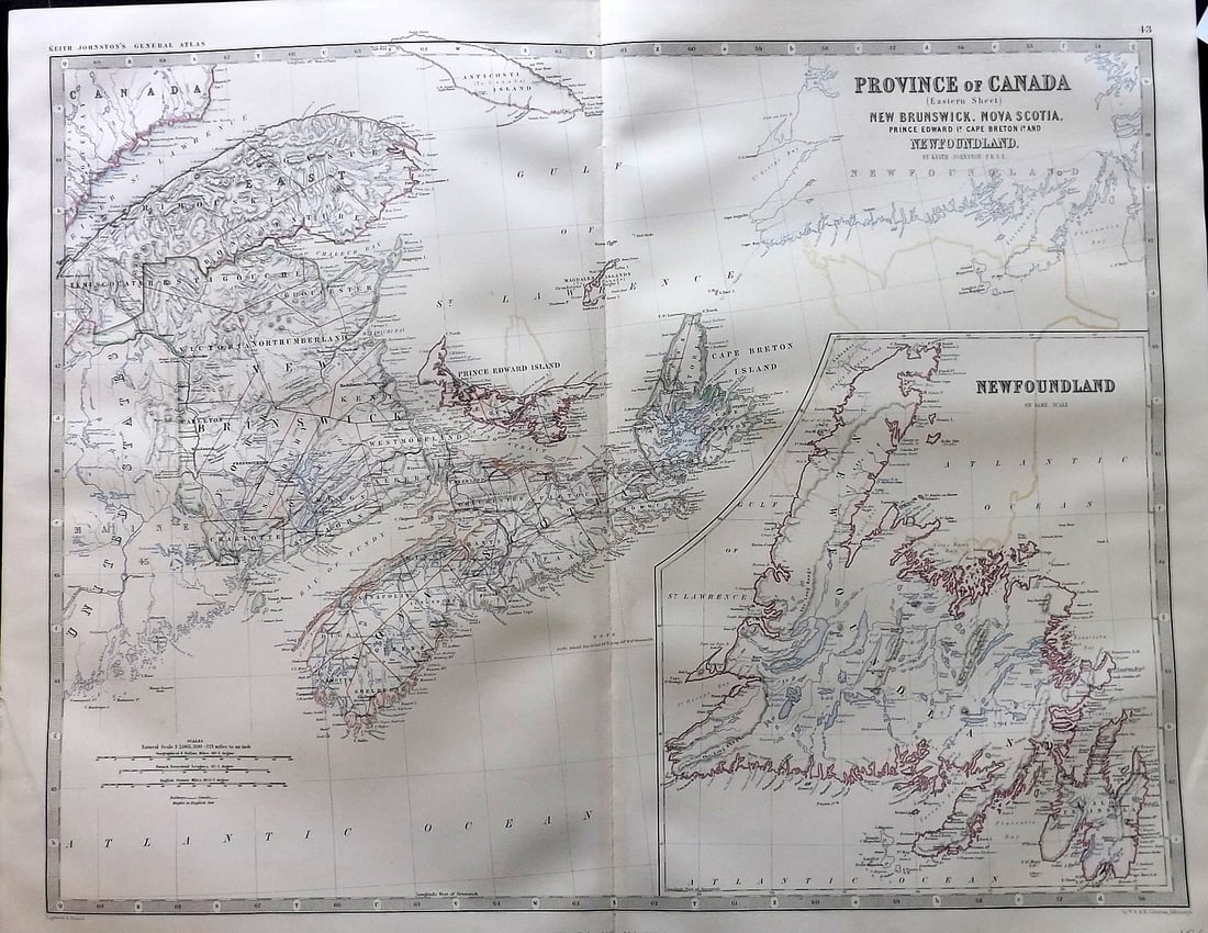 Johnston, Alexander C1865 LG Antique Map. Province of Canada - Eastern Sheet (1 of 1)