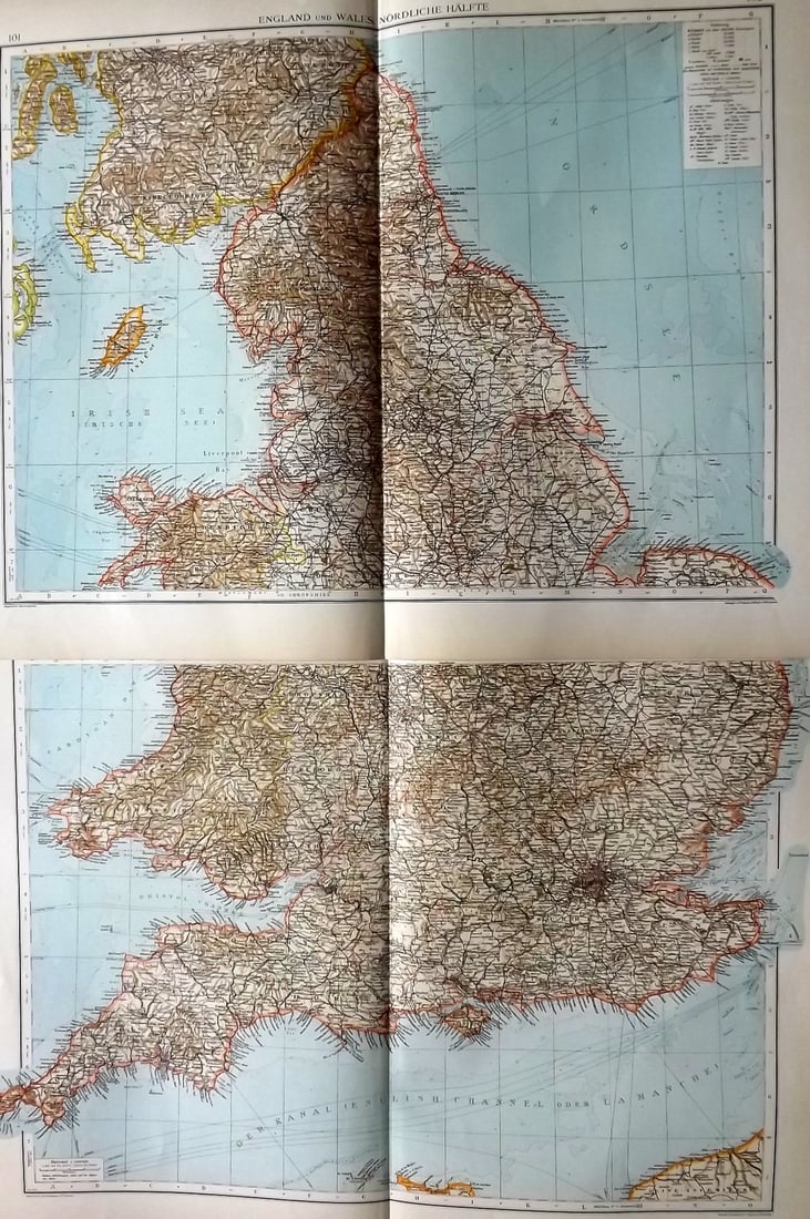 Andree, Richard 1896 Lot of 4 Large Maps. Great Britain and Ireland (1 of 3)