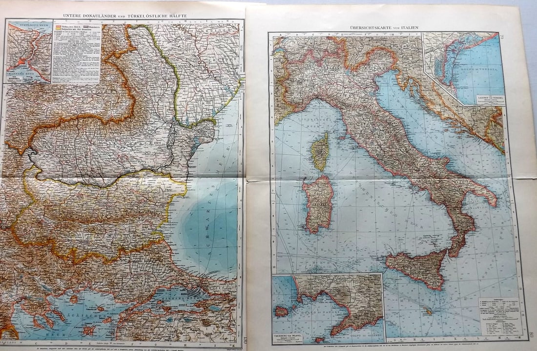 Andree, Richard 1896 Lot of 6 Large Maps. Italy (1 of 3)