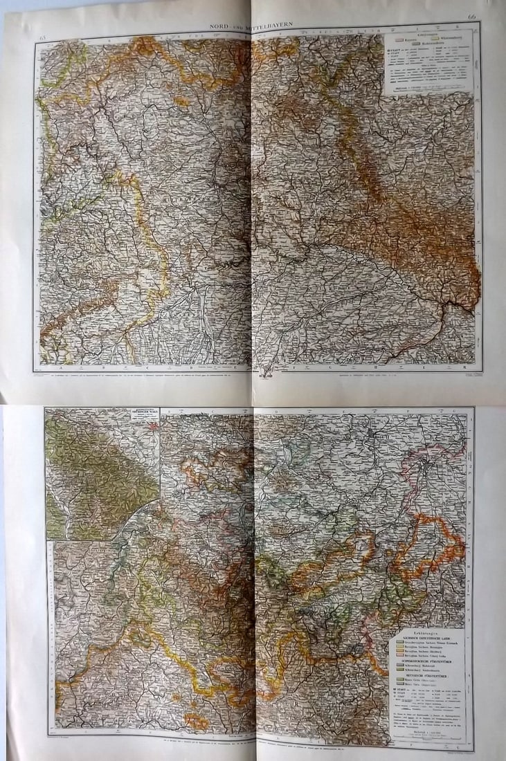 Andree, Richard 1896 Lot of 13 Large Maps. Germany (1 of 7)