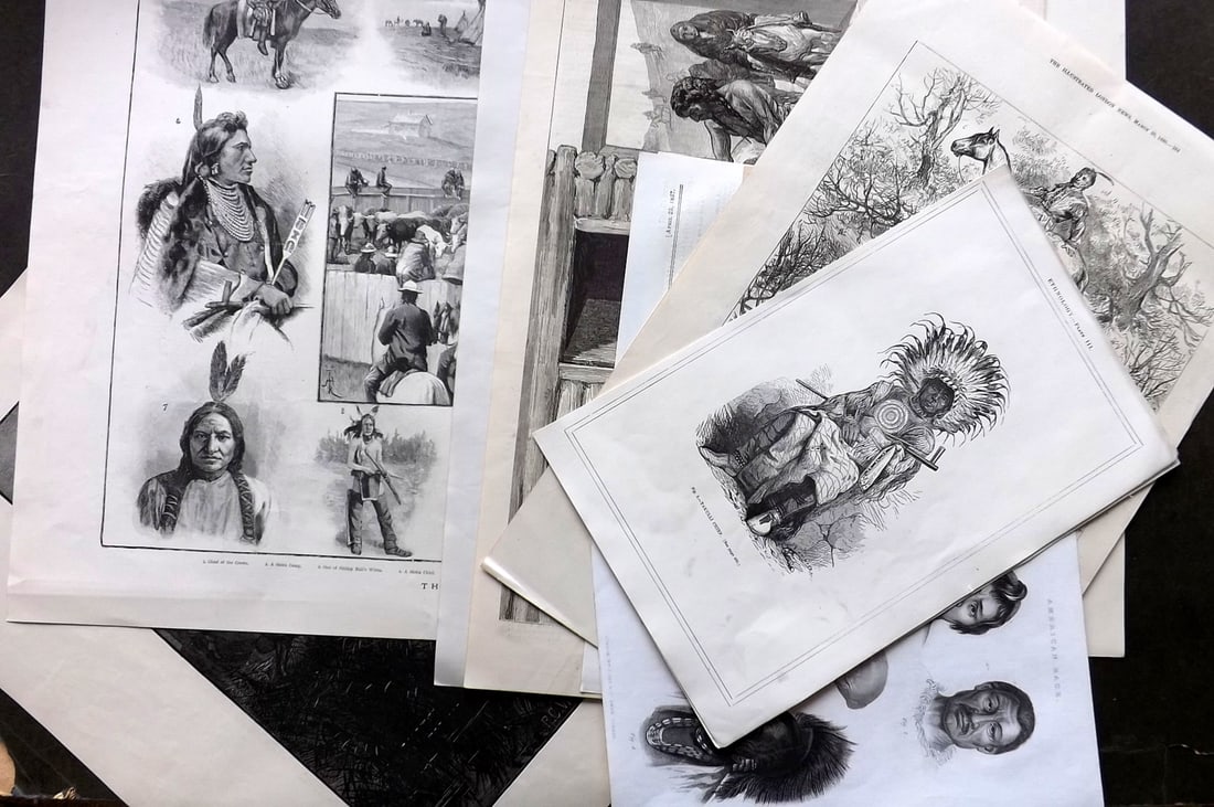 ILN 19th Cent. Lot of 17 Sheets. Native Americans, USA (1 of 8)