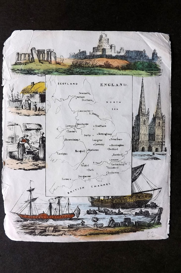 Ramble, Reuben (Pseud) 1845 Rare Hand Col Map. England & Wales (1 of 1)