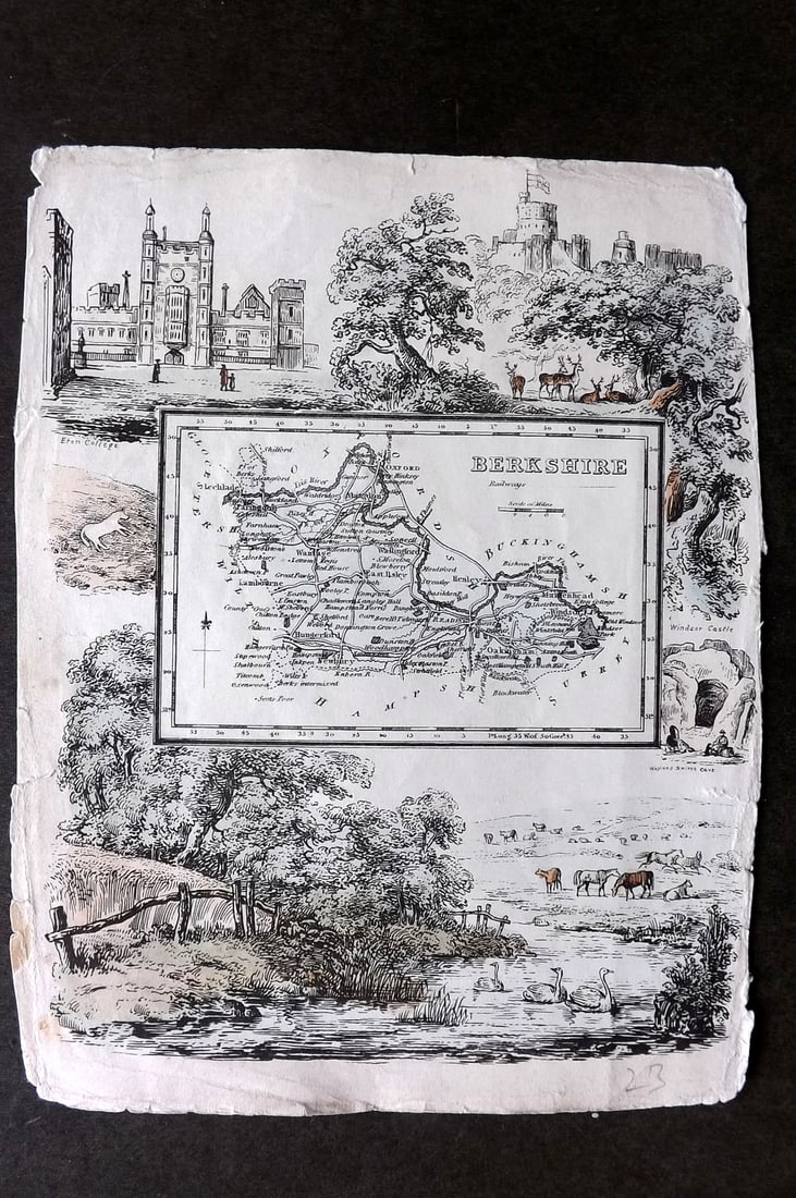 Ramble, Reuben (Pseud) 1845 Rare Hand Col Map. Berkshire (1 of 1)