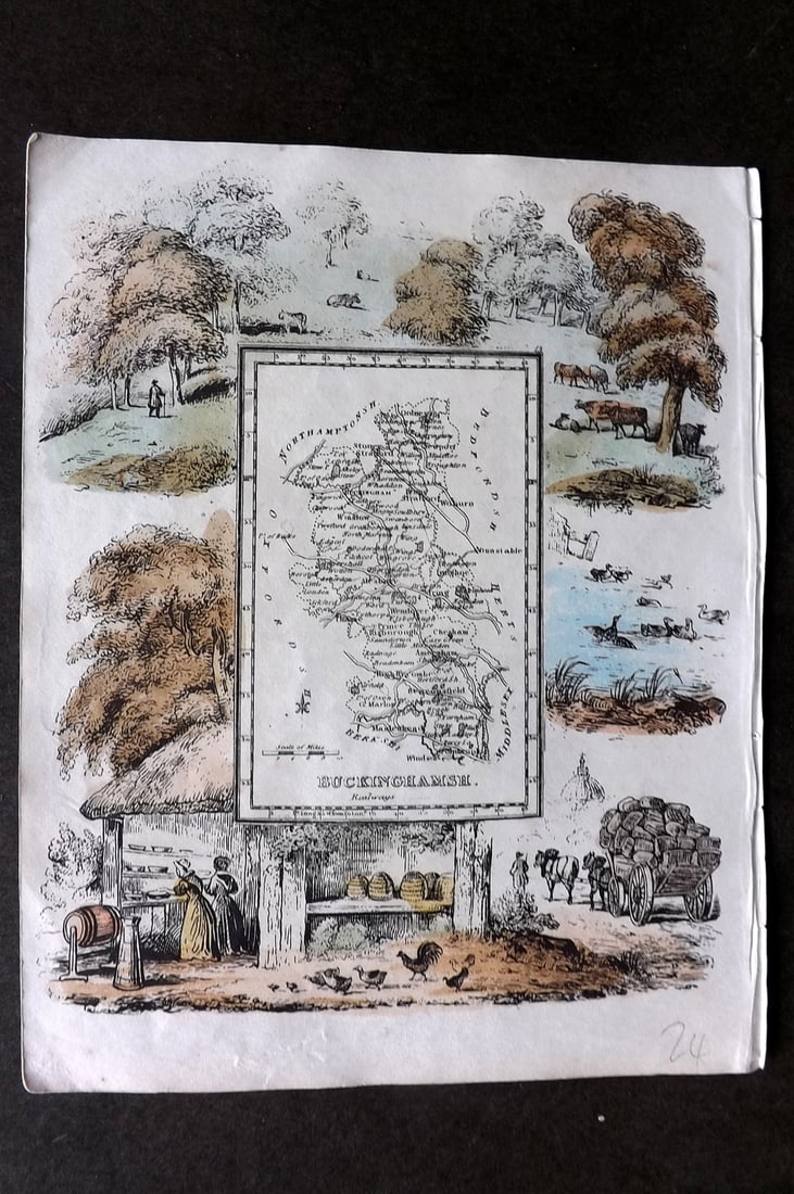 Ramble, Reuben (Pseud) 1845 Rare Hand Col Map. Buckinghamshire (1 of 1)