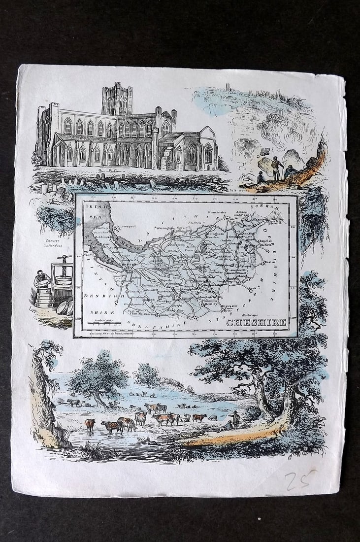 Ramble, Reuben (Pseud) 1845 Rare Hand Col Map. Cheshire (1 of 1)