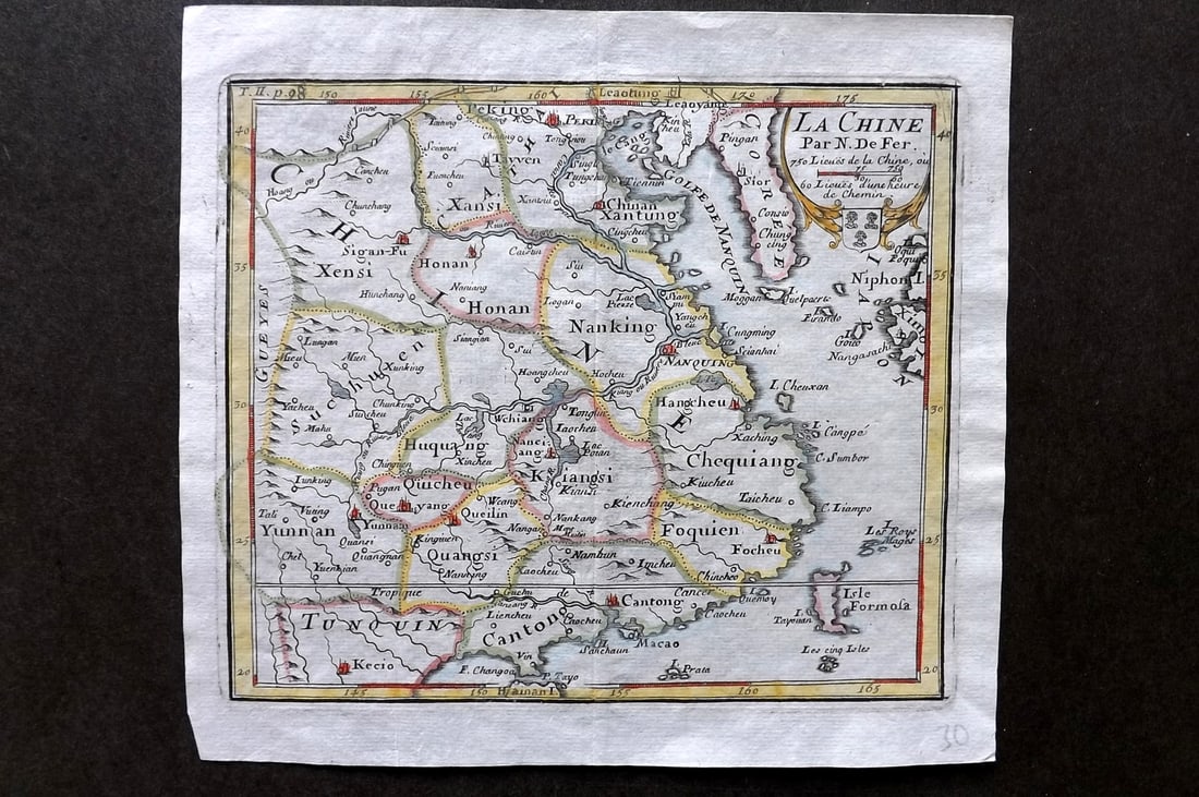 de Fer, Nicolas 1692 Hand Colored Map of China. La Chine (1 of 1)