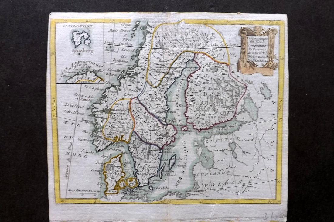 Delaporte, Abbe 1779 Hand Col Map. Sweden, Norway & Denmark (1 of 1)