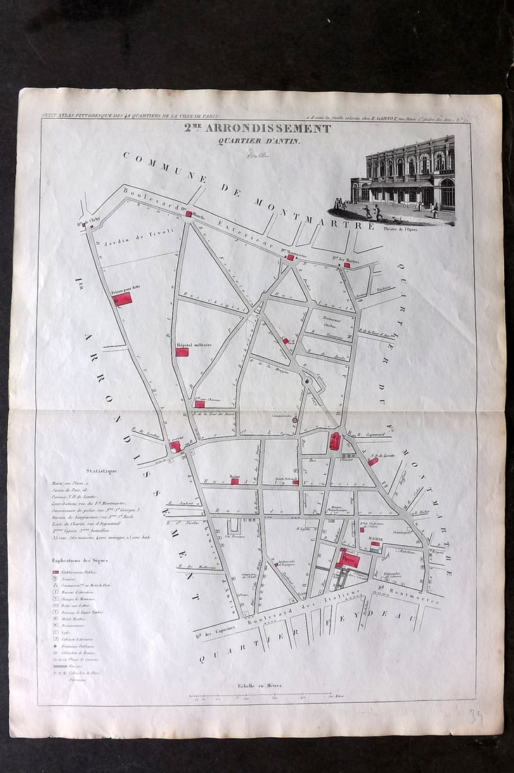 Perrot, A. M. 1836 Map. Paris - Quartier d'Antin, France: Steel Engraved Map Published 1836, Paris for "Petit Atlas Pittoresque Des quarante-huit Quartiers de la Ville de Paris" by A. M. Perrot. Centre fold as published. Paper Size: 15.5 x 11.5 inch (39 x 29