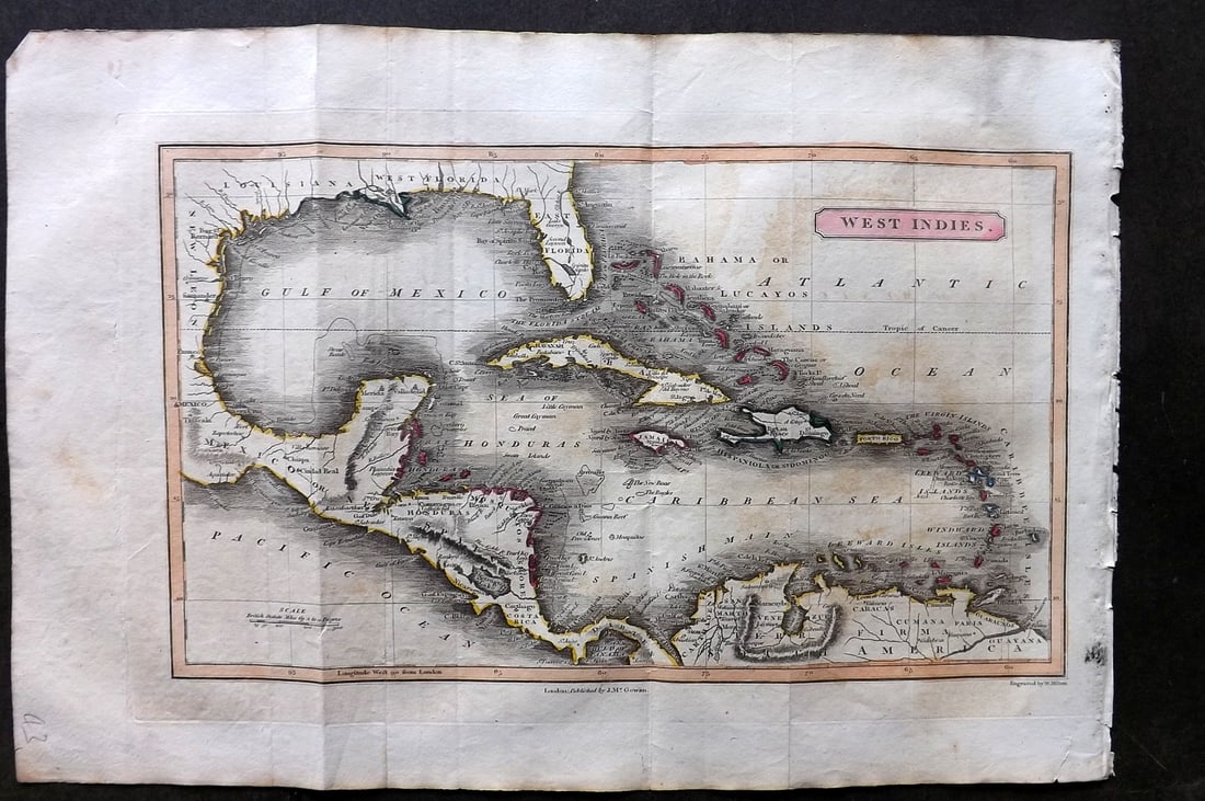 Barclay & Milton C1810 Antique Map. West Indies Caribbean (1 of 1)