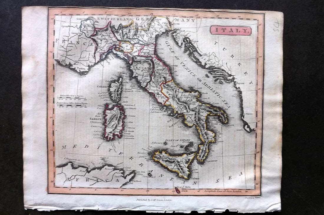 Barclay & Milton C1810 Antique Map. Italy (1 of 1)