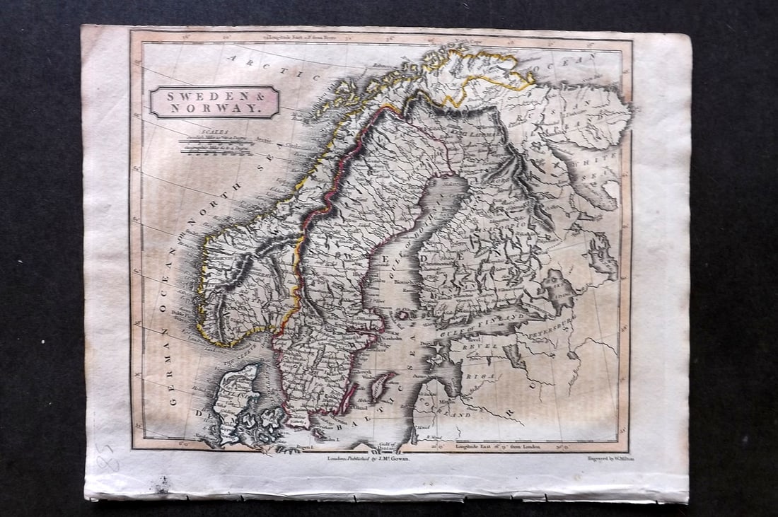Barclay & Milton C1810 Antique Map. Sweden & Norway (1 of 1)