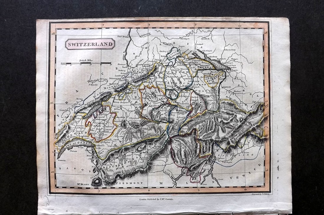 Barclay & Milton C1810 Antique Map. Switzerland (1 of 1)