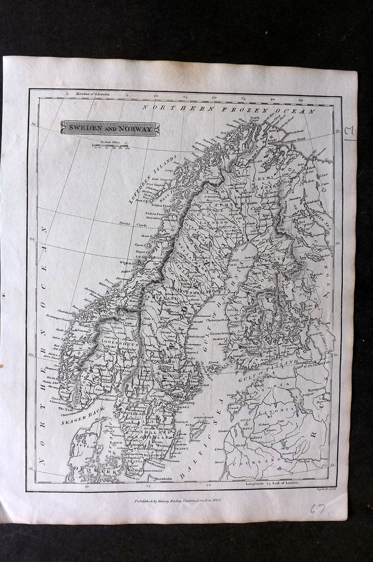 Russell & Barclay C1825 Antique Map. Sweden and Norway (1 of 1)