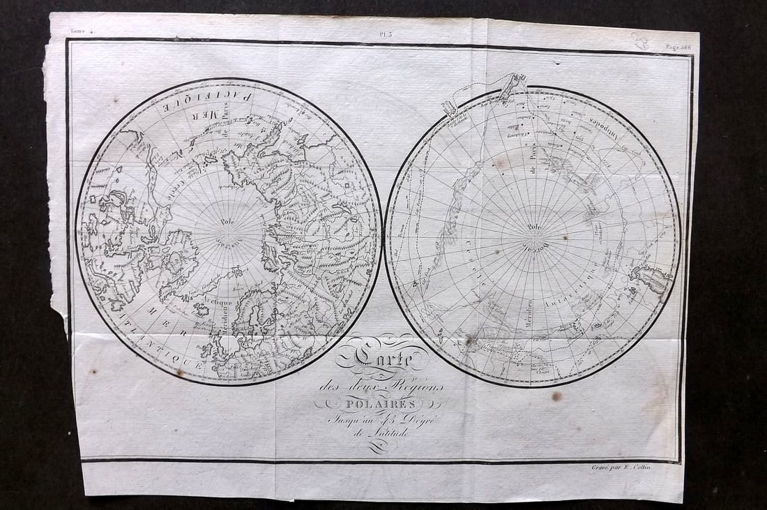 Buffon & Vaugondy 1825 Map. Polar Regions Hemisphere (1 of 1)