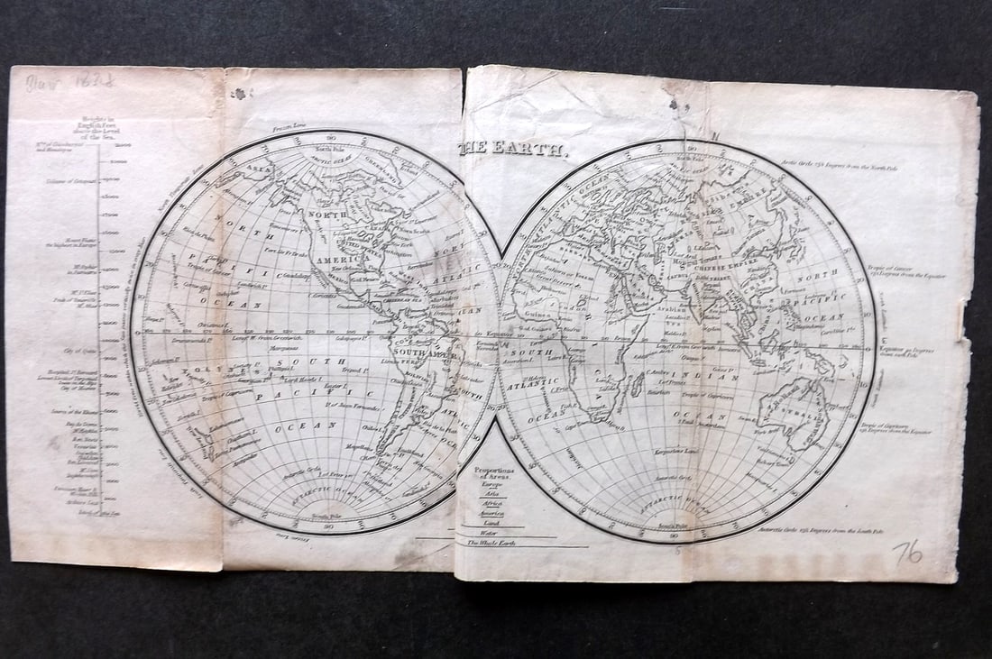 Blair, David 1834 Antique Map. World Hemispheres (1 of 1)