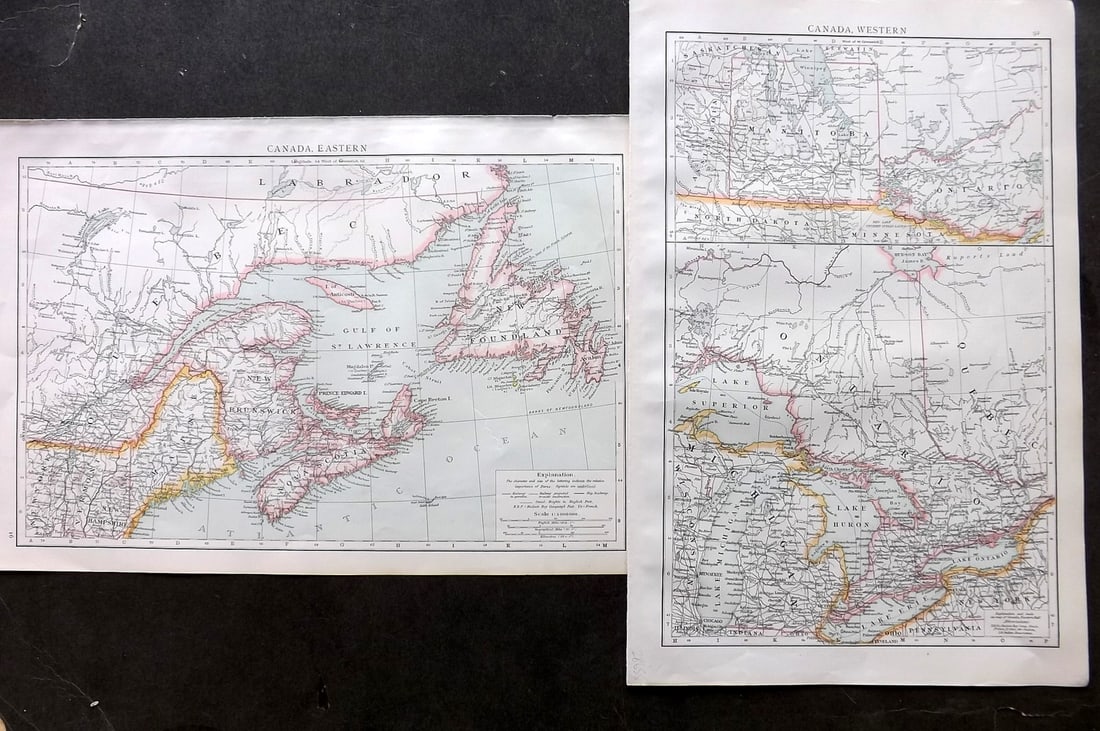 Times Atlas 1895 Pair of Maps. Canada - Eastern & Western (1 of 1)