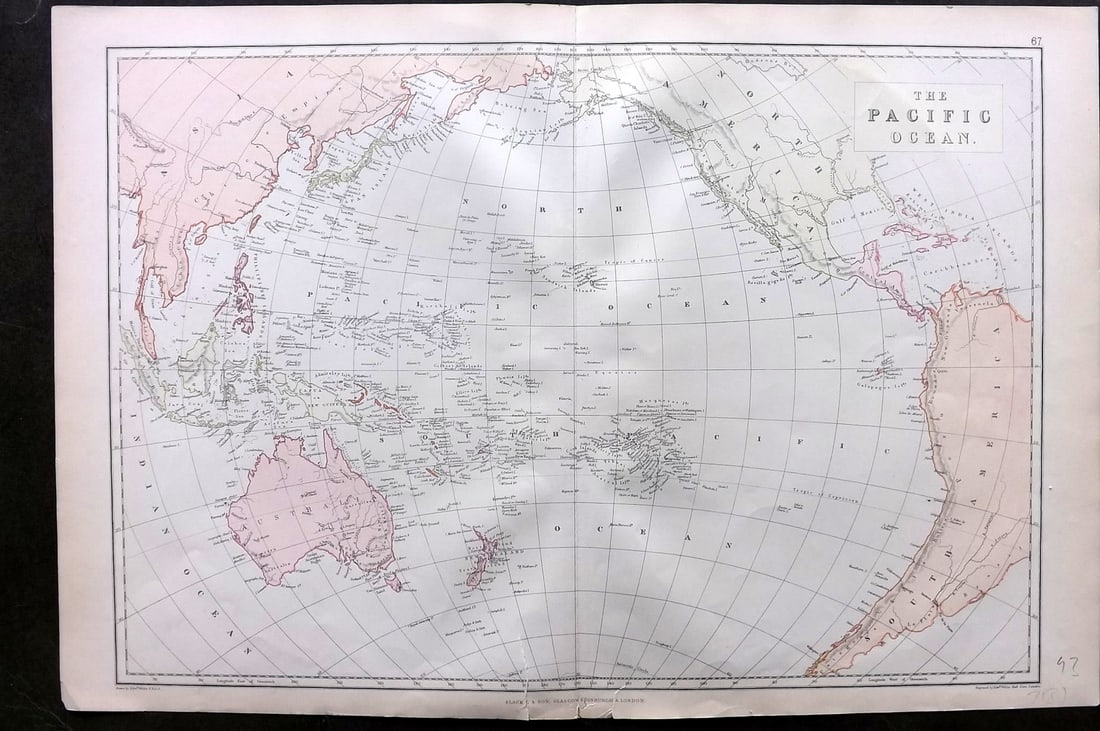 Blackie & Weller 1882 Antique Map. Pacific Ocean. Australia New Zealand Hawaii (1 of 1)