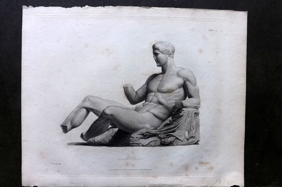 BM Marbles 1828 Folio Greek Stature Print from the Parthenon 03 (1 of 1)