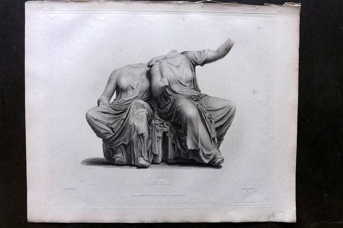 BM Marbles 1828 Folio Greek Stature Print from the Parthenon 05 (1 of 1)
