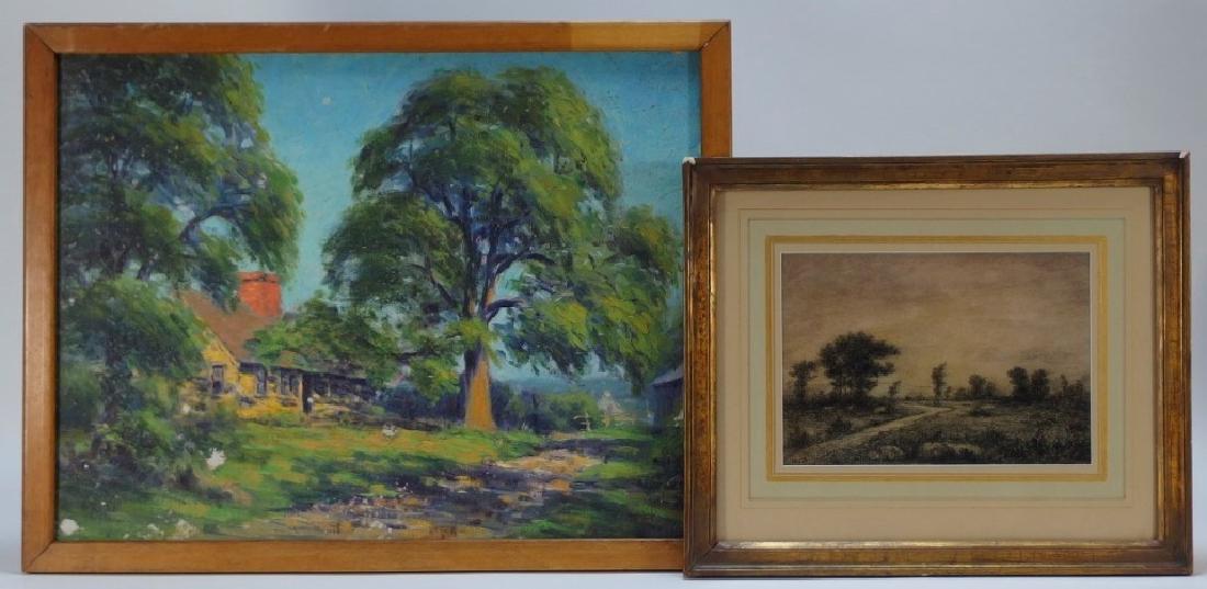 Arthur Ward Landscape Painting w/ Charcoal Drawing (1 of 8)
