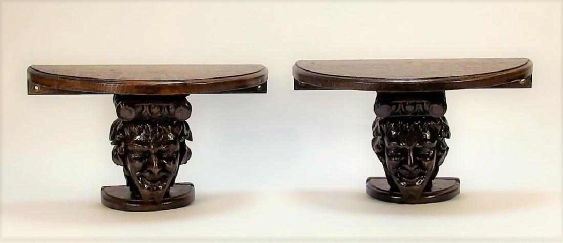 Pr. Victorian Gothic Figural Devil Head Shelves (1 of 6)