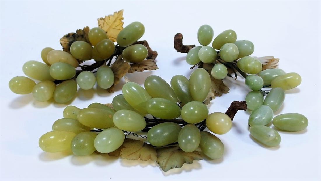 3 Chinese Celadon Jade Hardstone Grape Clusters (1 of 4)