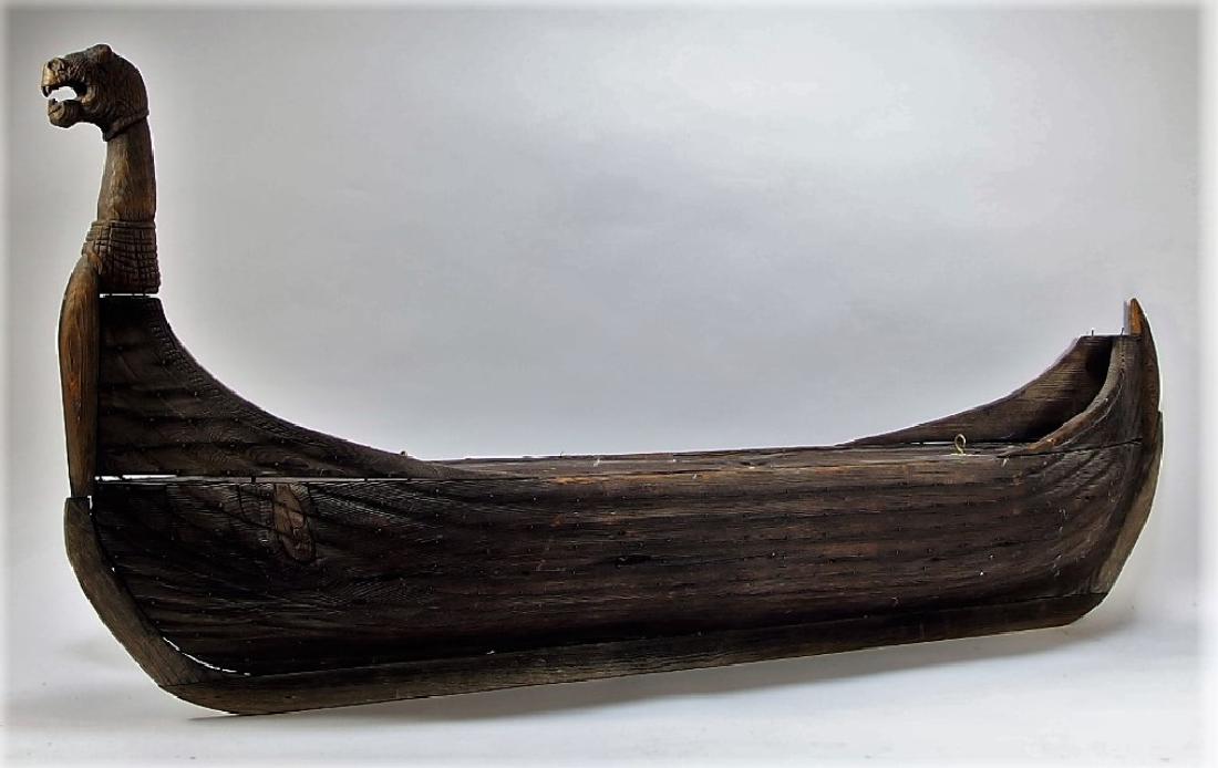 Carved Wood Viking Boat Ship Model (1 of 9)