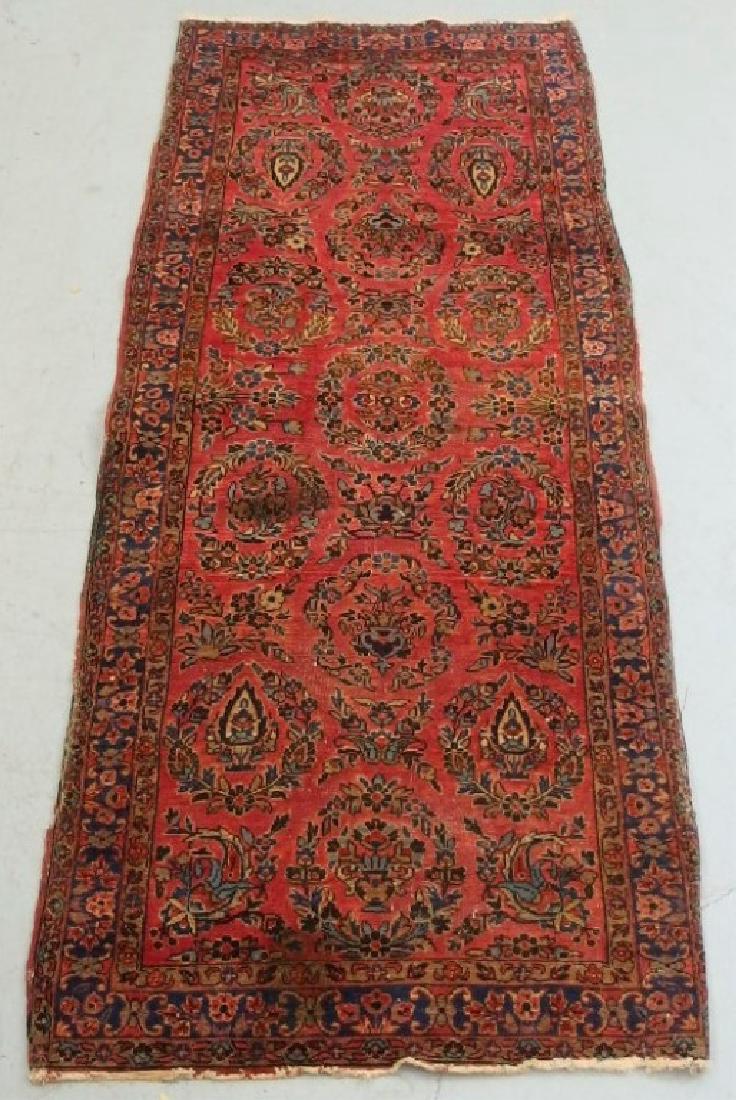 Antique C.1920 Red Sarouk Runner Carpet Rug (1 of 7)