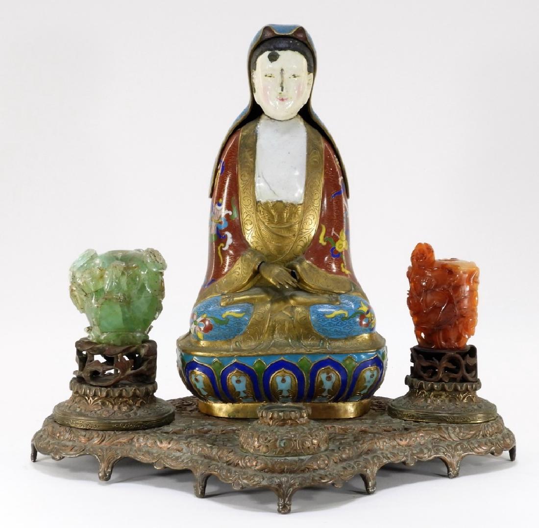 Chinese Copper Repousse Porcelain Guanyin Inkwell (1 of 10)