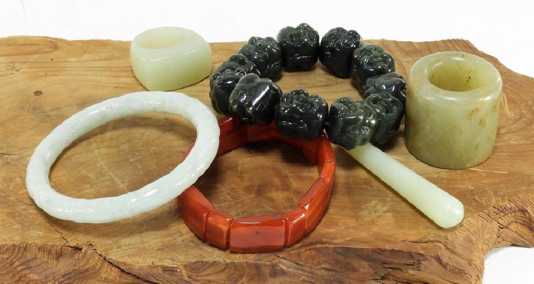 Chinese Jade & Hardstone Jewelry w/ Archers Rings (1 of 11)